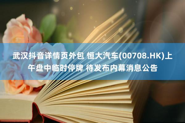 武汉抖音详情页外包 恒大汽车(00708.HK)上午盘中临时停牌 待发布内幕消息公告